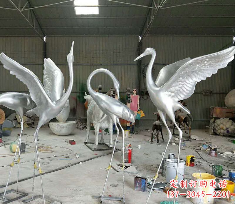 烟台艺术雕刻仙鹤不锈钢雕塑
