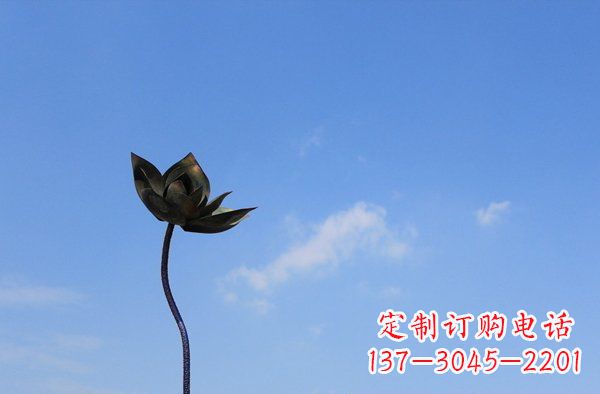 烟台公园不锈钢荷花雕塑