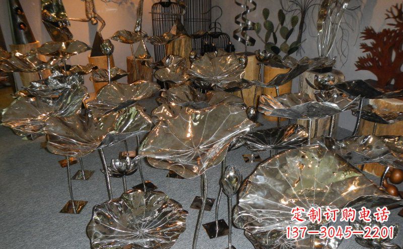 烟台抛光不锈钢荷叶雕塑