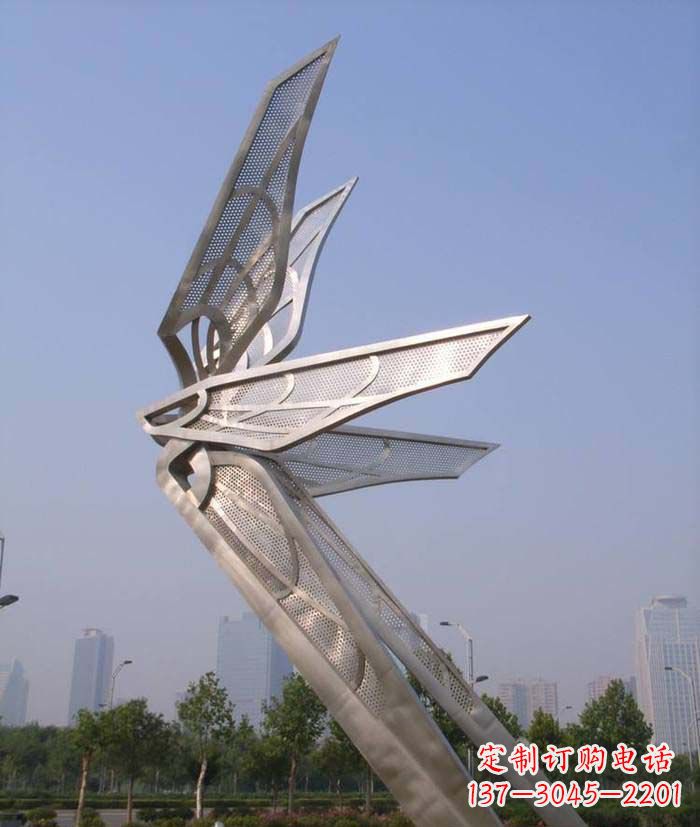 烟台大型不锈钢蝴蝶翅膀雕塑