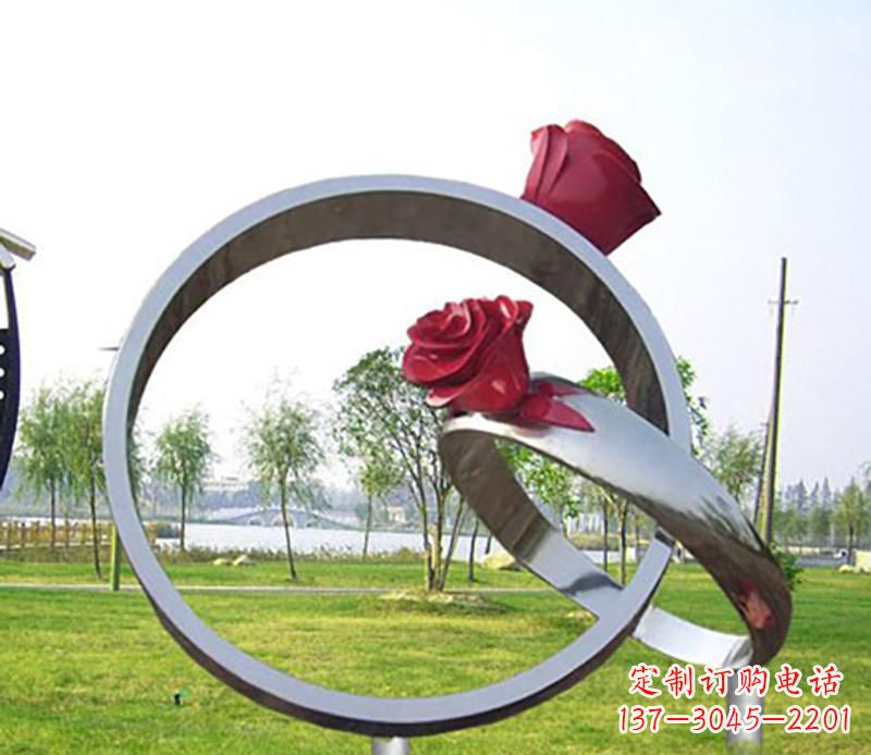 烟台不锈钢景观婚戒雕塑