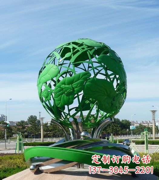 烟台不锈钢镂空荷叶青蛙雕塑