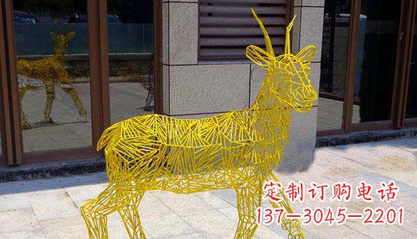 烟台梦幻般的不锈钢小鹿大理石塑像