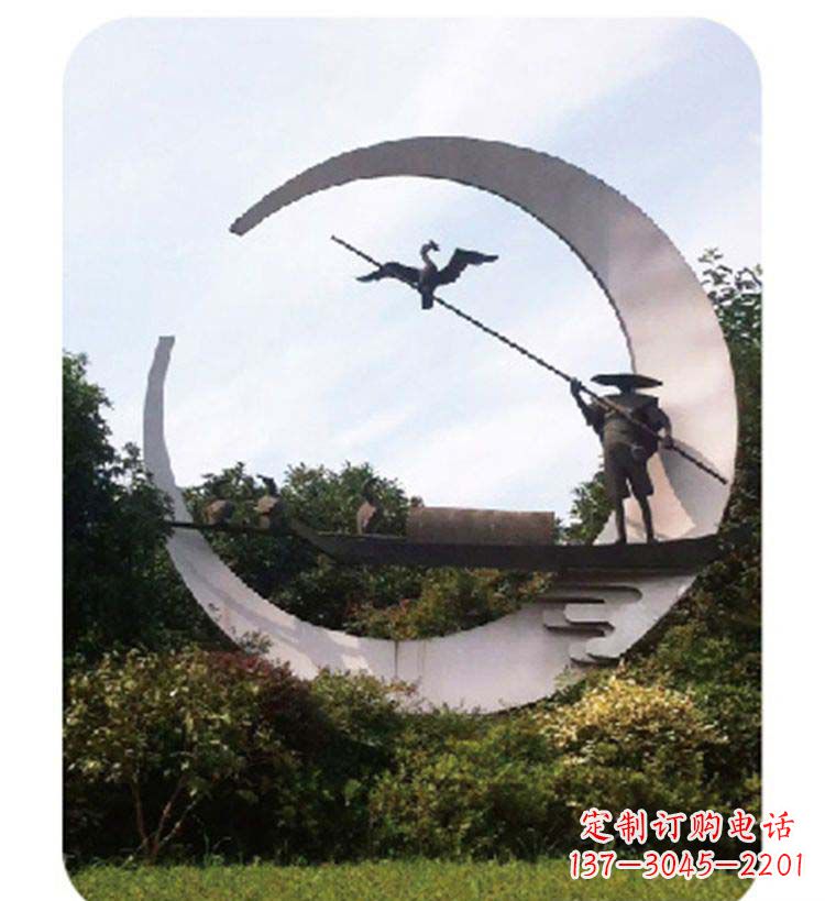 烟台精致美观的不锈钢鸬鹚雕塑