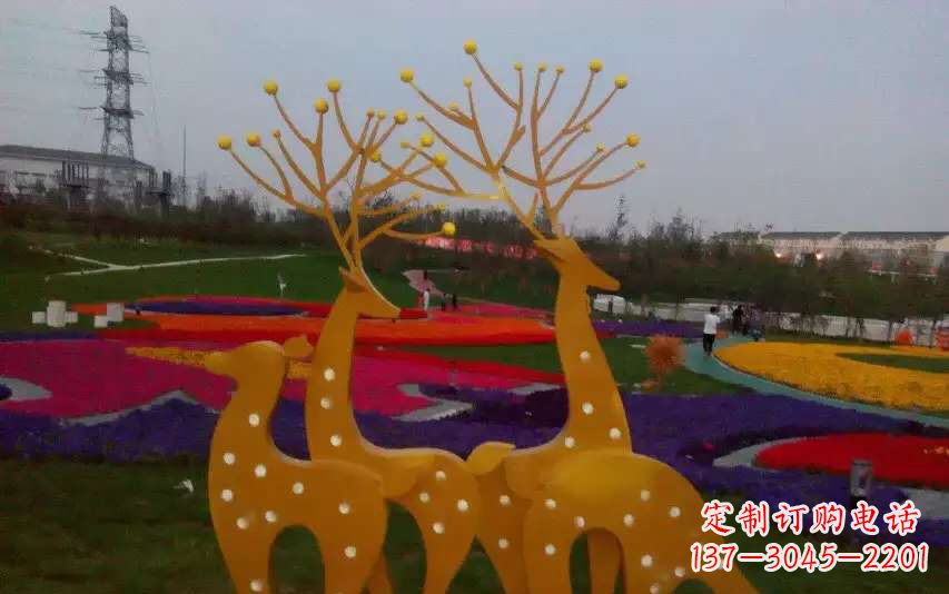 烟台不锈钢美陈动物鹿雕塑