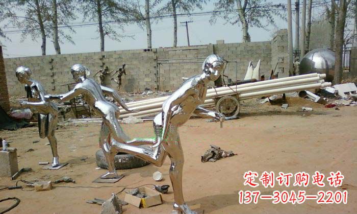 烟台精致美丽的不锈钢跑步女孩雕塑