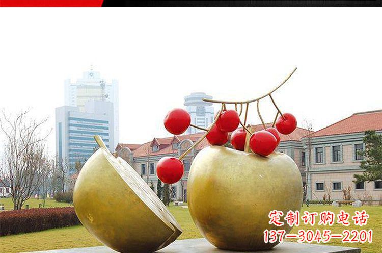 烟台公园不锈钢苹果樱桃雕塑