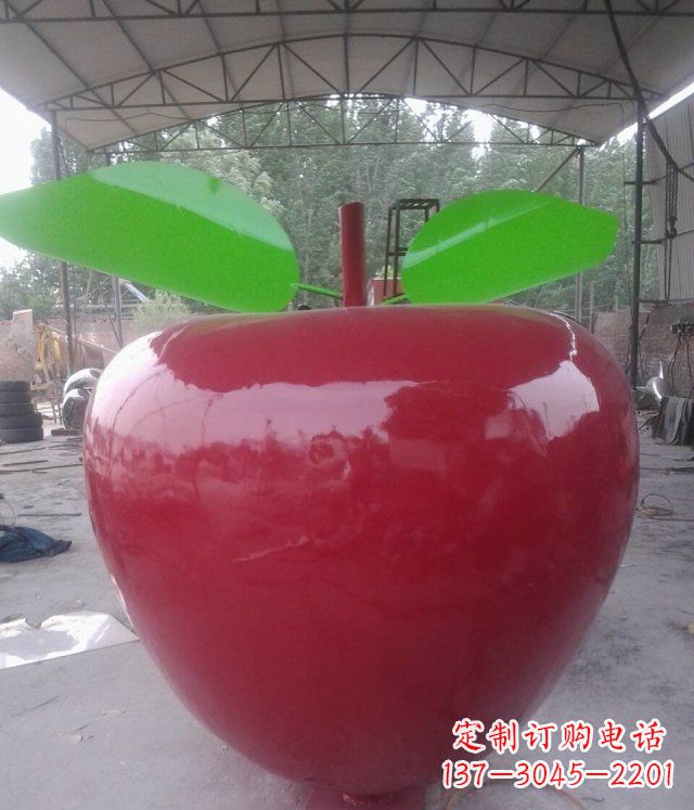 烟台黑凤凰不锈钢苹果景观雕塑
