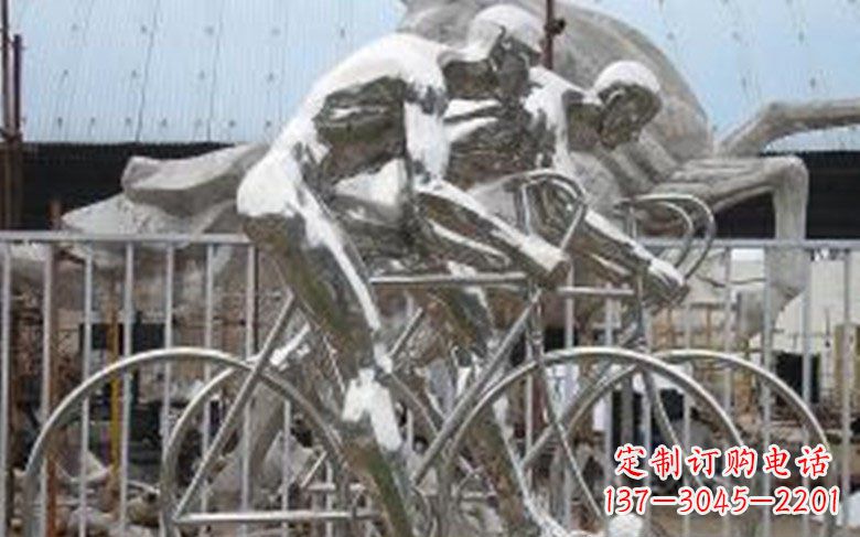 烟台铸造不锈钢骑自行车景观雕塑