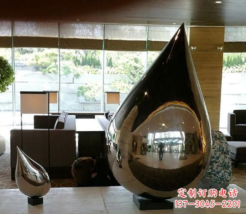 烟台公园不锈钢水滴球景观雕塑