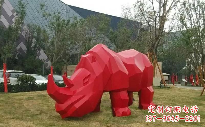 烟台摩洛哥高端不锈钢犀牛雕塑