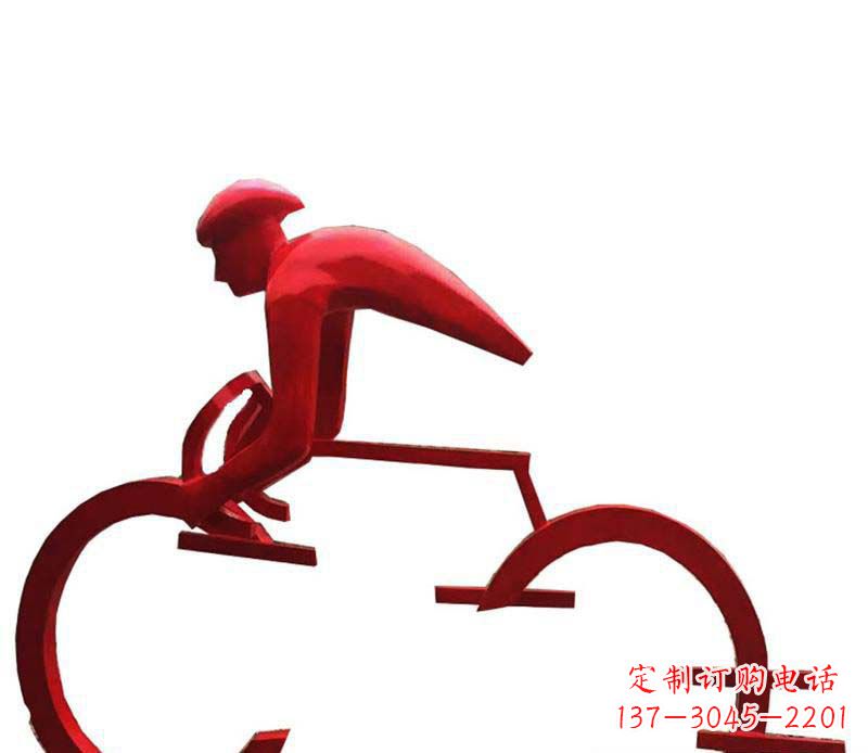 烟台公园主题不锈钢自行车雕塑
