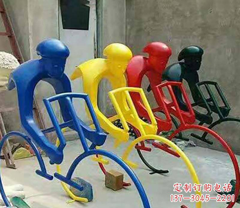 烟台不锈钢自行车运动人物景观雕塑