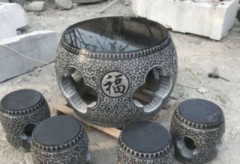烟台特大型福字桌凳石雕