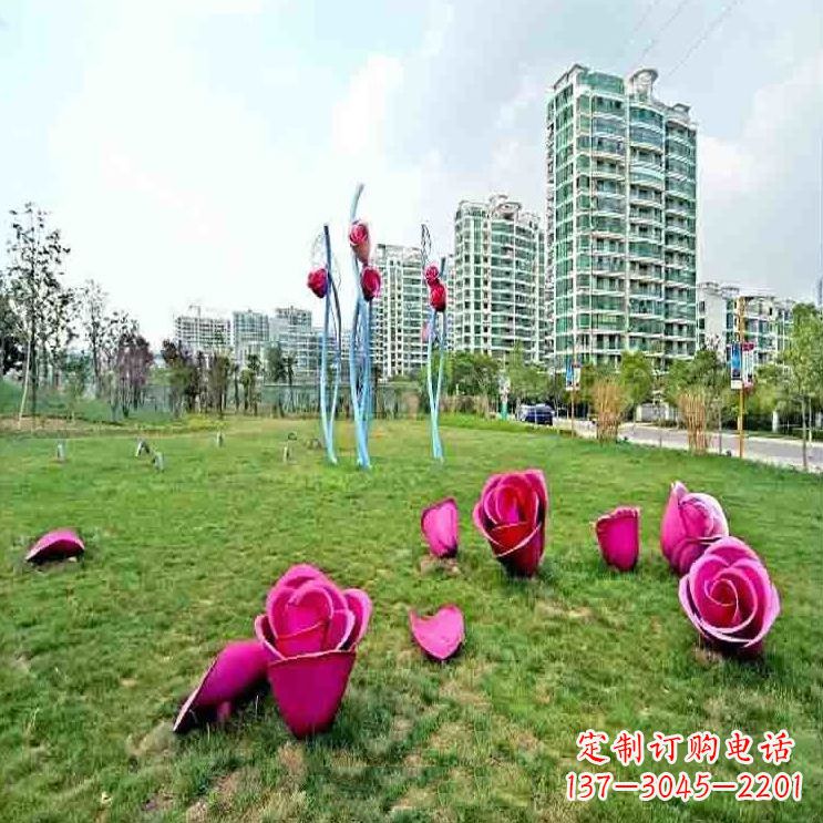 烟台中领雕塑不锈钢玫瑰雕塑