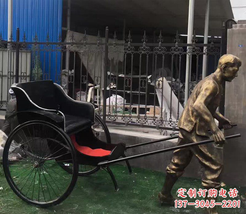 烟台欣赏精美的手工雕刻车夫青铜雕塑