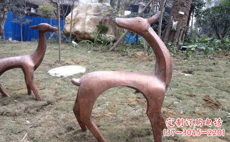 烟台室外铜鹿雕塑