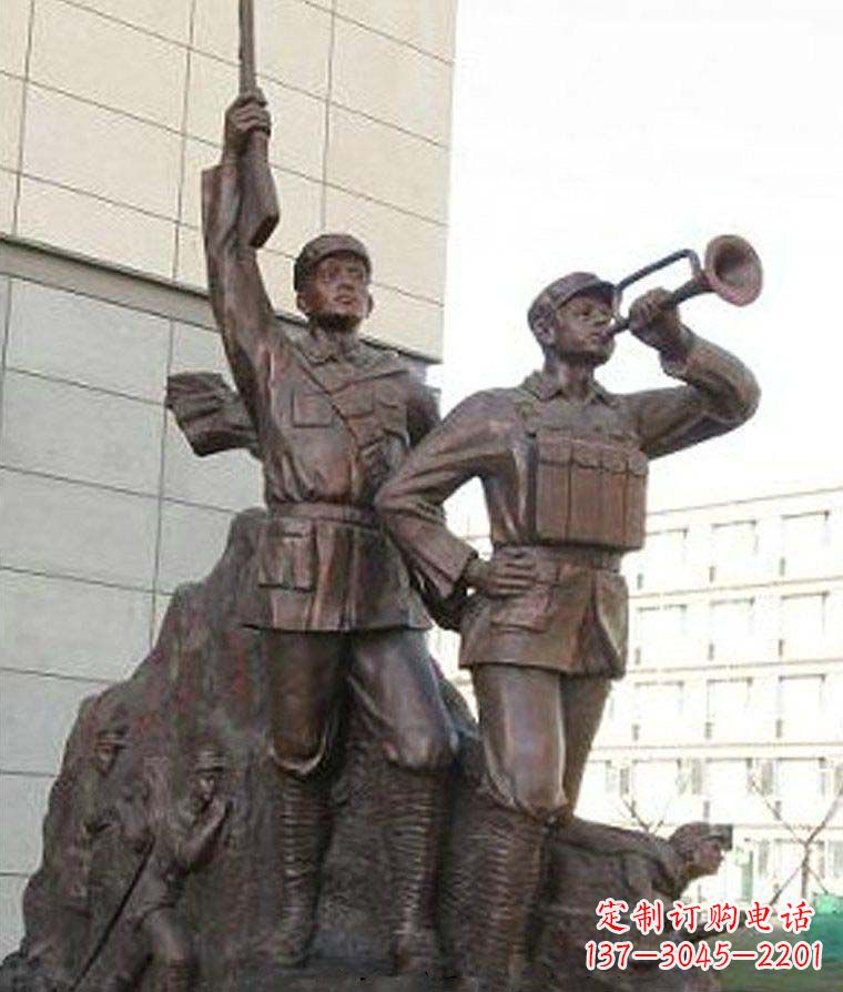 烟台革命精神熠熠冲锋号铜雕