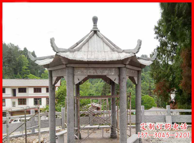 烟台精美大理石六角石凉亭雕塑