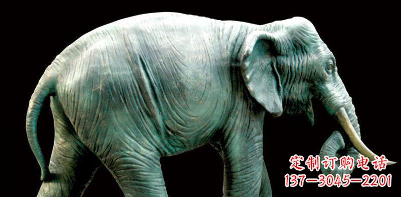 烟台公园大象动物铜雕 (3)