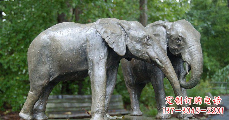 烟台公园大象动物铜雕 (2)