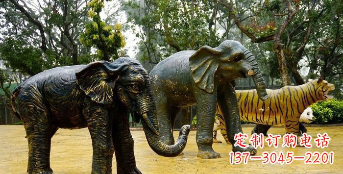 烟台公园大象动物铜雕_1