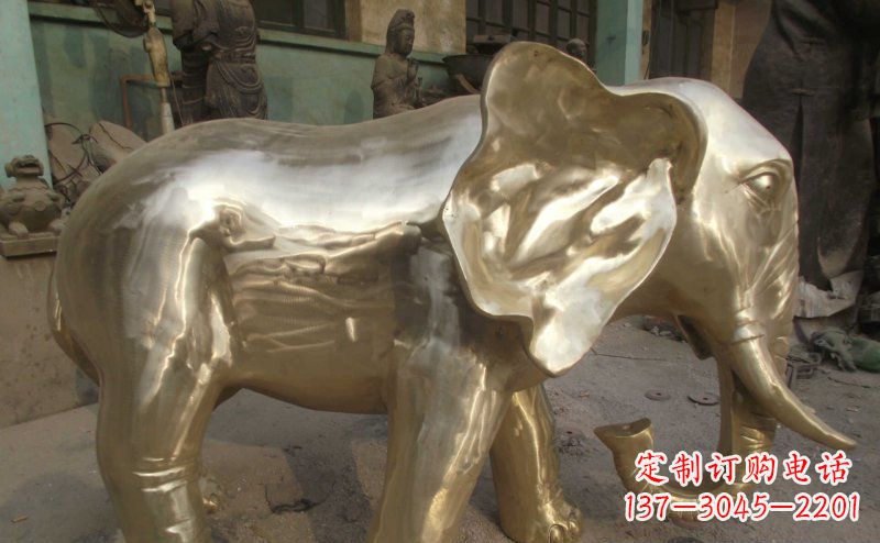 烟台公园大象动物铜雕_2