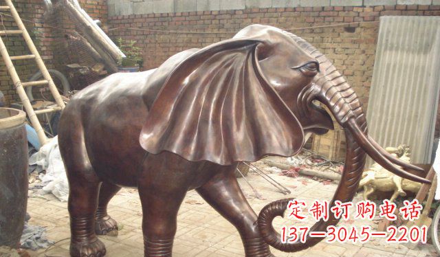 烟台精美细腻的铸铜大象雕塑