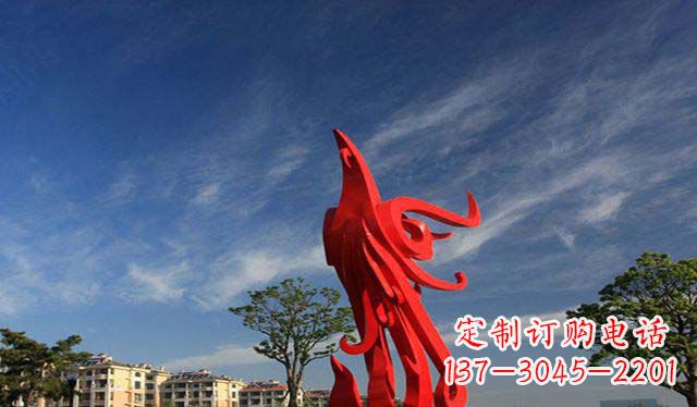 烟台公园大型不锈钢凤凰雕塑