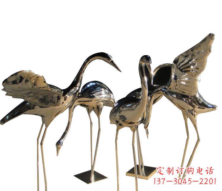 烟台三角中国领雕塑不锈钢仙鹤雕塑
