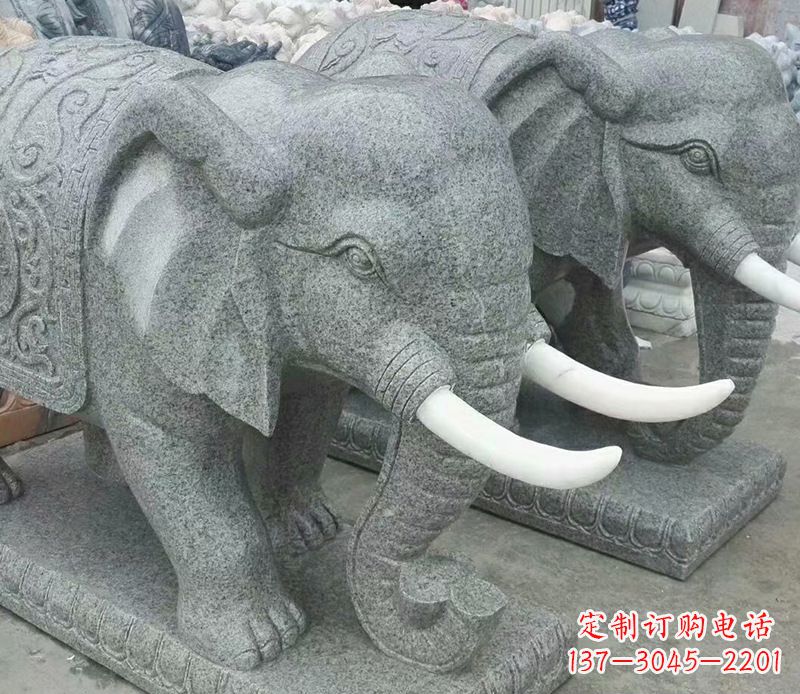 烟台象征力量的大理石大象雕塑
