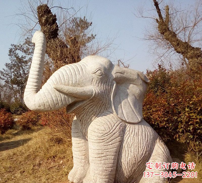 烟台公园动物大象石雕