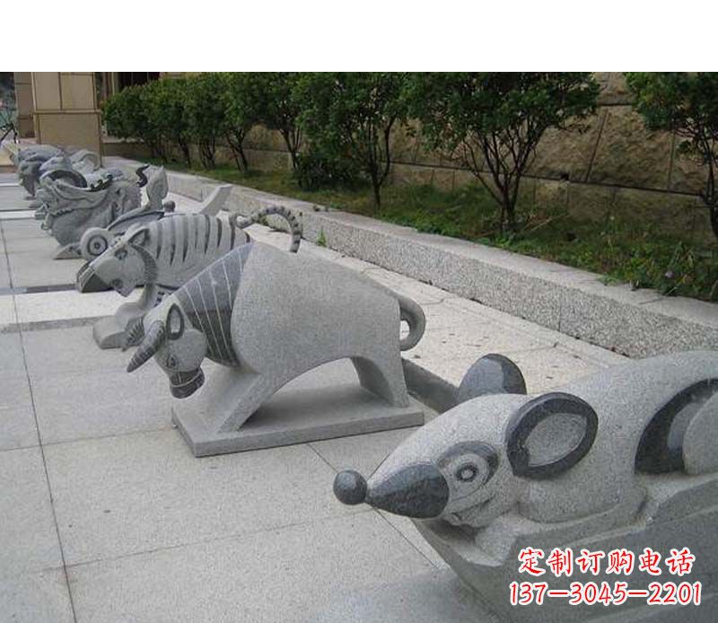 烟台公园动物雕塑十二生肖石雕