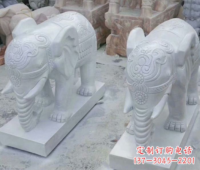 烟台高雅雕塑招财石雕大象