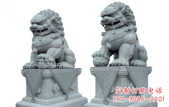 烟台雕刻精美的狮子石雕