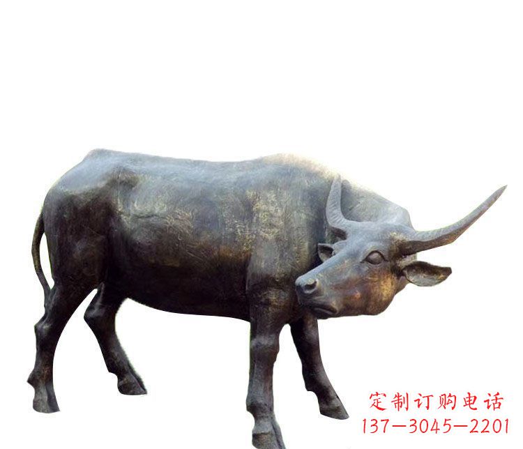 烟台公园动物水牛铜雕