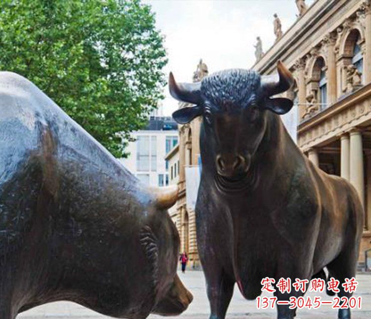 烟台公园动物铜雕小牛