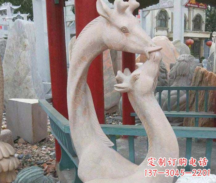 烟台中领雕塑-母子鹿动物石雕