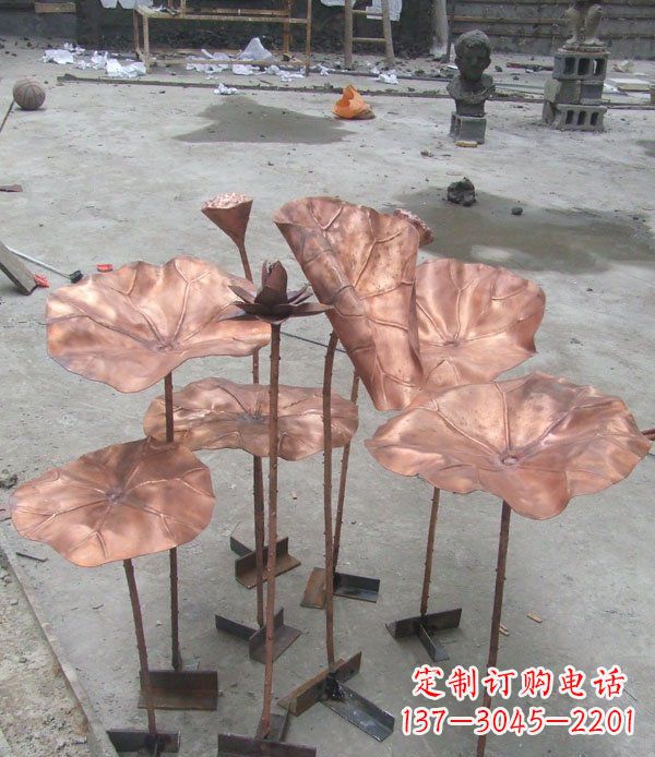 烟台中领雕塑荷花锻铜雕塑
