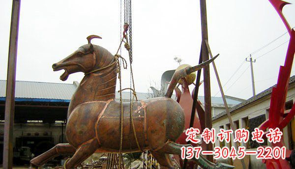 烟台公园仿古马动物铜雕