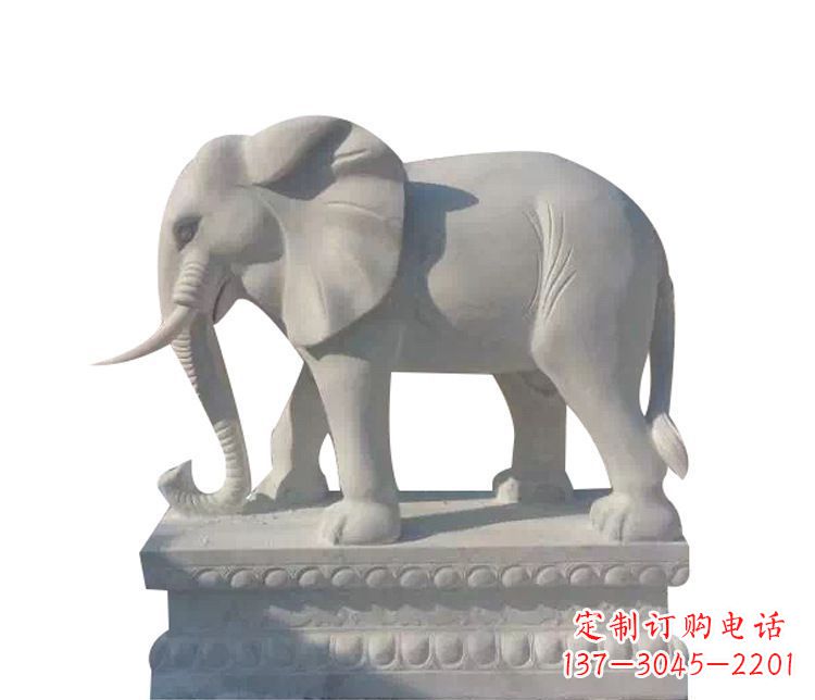 烟台公园汉白玉大象动物石雕