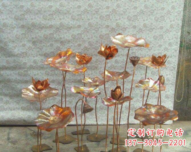 烟台公园荷花景观铜雕