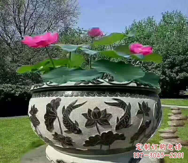 烟台唯美鲤鱼水缸雕塑