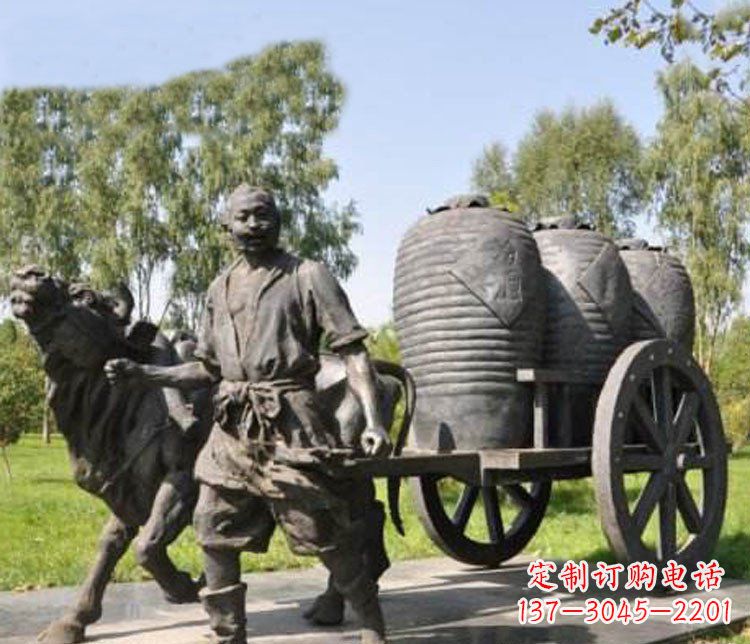 烟台唯美牛车铜雕