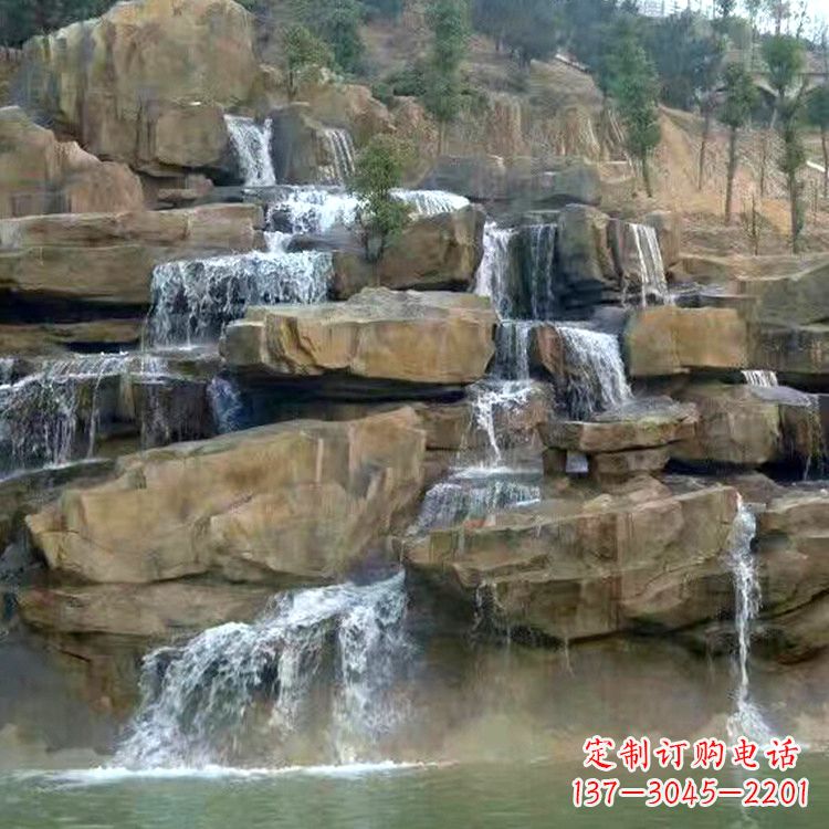 烟台中领雕塑公园假山流水景观雕塑
