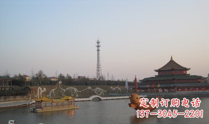烟台公园金鱼动物铜雕