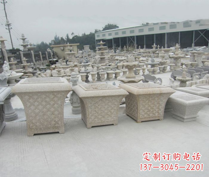 烟台优雅花盆大理石雕塑