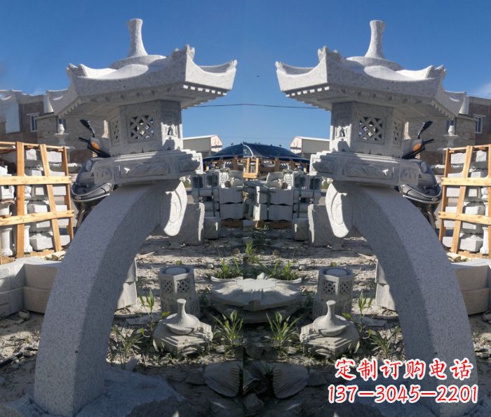 烟台精美大理石镂空石灯雕塑