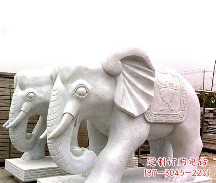 烟台精致细腻的大象石雕景观雕塑