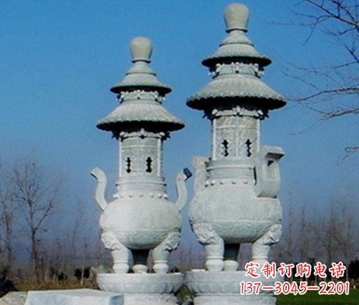 烟台公园景观仿古石雕香炉
